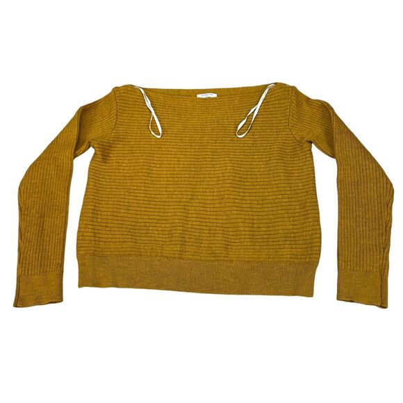 Aritzi Babaton 100% Merino Wool Sweater Womens M Yellow  Ribbed - Picture 8 of 15